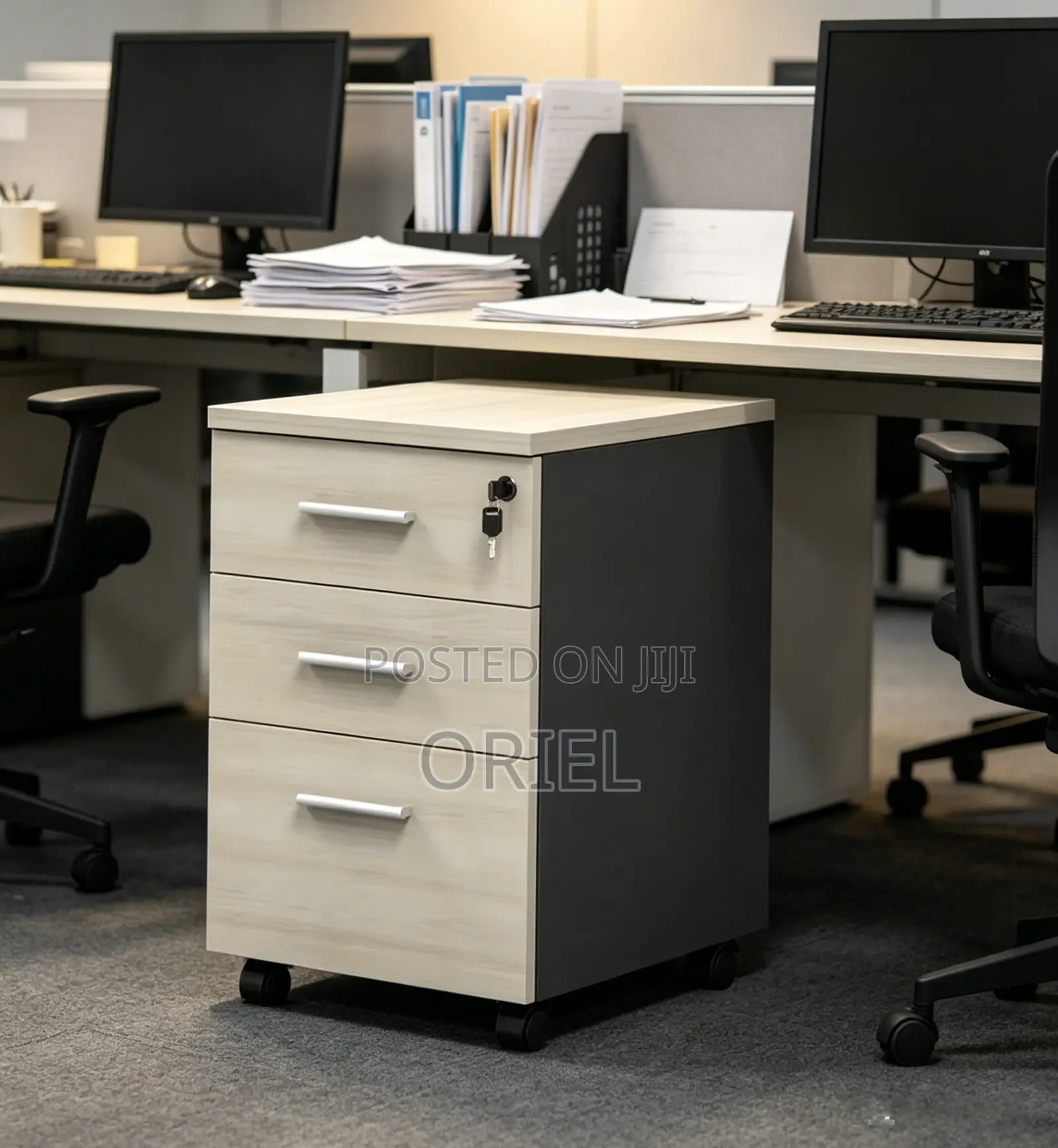 Office Cabinet : Lockable 3 Drawer Mobile File Cabinet