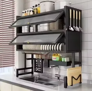 Double Over the Sink Dish Rack With Glass Acrylic Cover