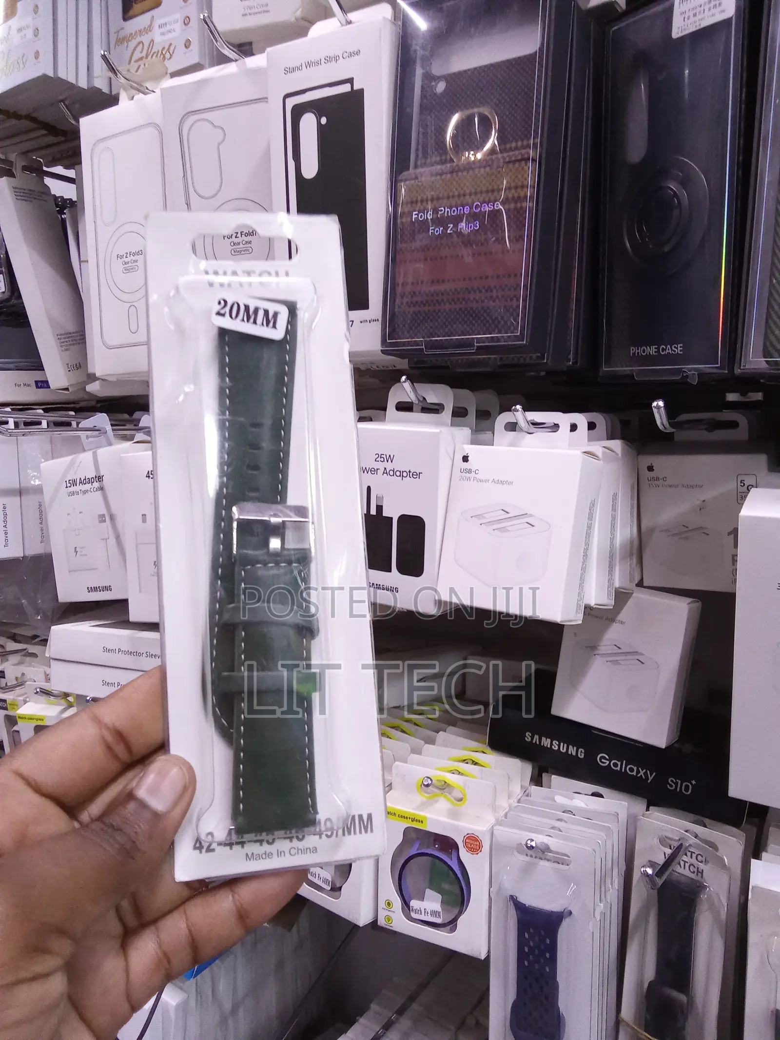 20MM Classic Leather Watch Strap - Army Green