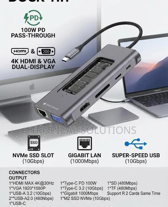 Lightwave 11 in 1 Docking Station 100W PD Pass LW-M2 DOCK- 11 in 1