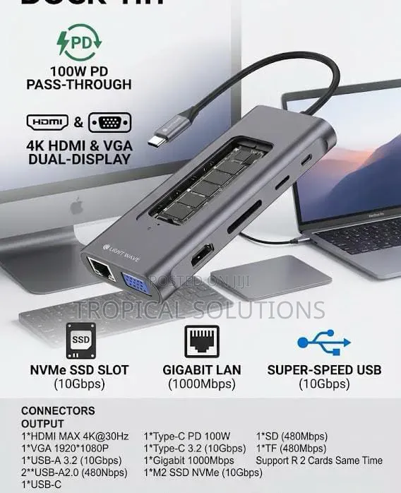 Lightwave 11 in 1 Docking Station 100W PD Pass LW-M2 DOCK- 11 in 1