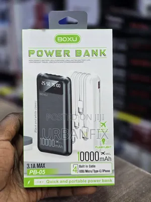 Boxu PB-05 10000mAh Fast Charging Power Bank With 4 Built in Cables