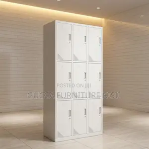 Cabinet; 9-Locker Steel Office File Cabinet