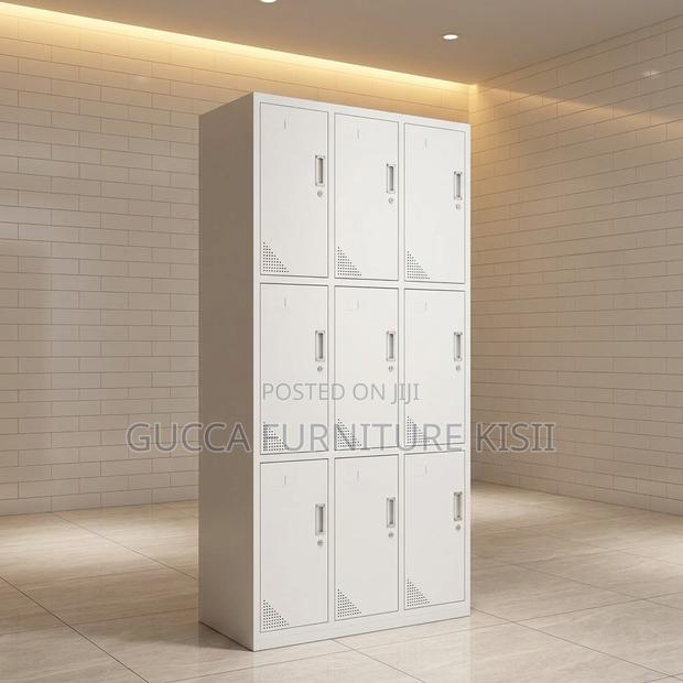 Cabinet; 9-Locker Steel Office File Cabinet
