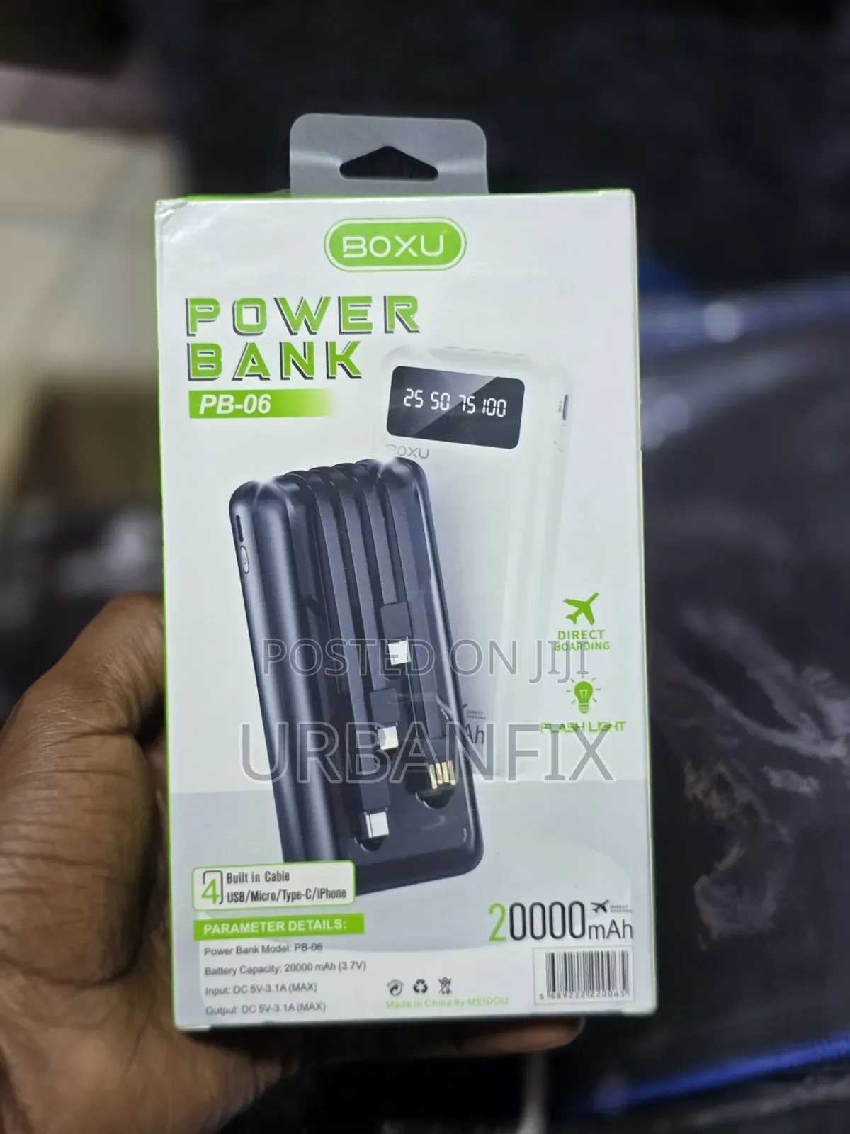 Boxu 20000mAh Fast Charging Power Bank With 4 Inbuilt Output Cables