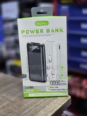Boxu 20000mAh Fast Charging Power Bank With 4 Inbuilt Output Cables