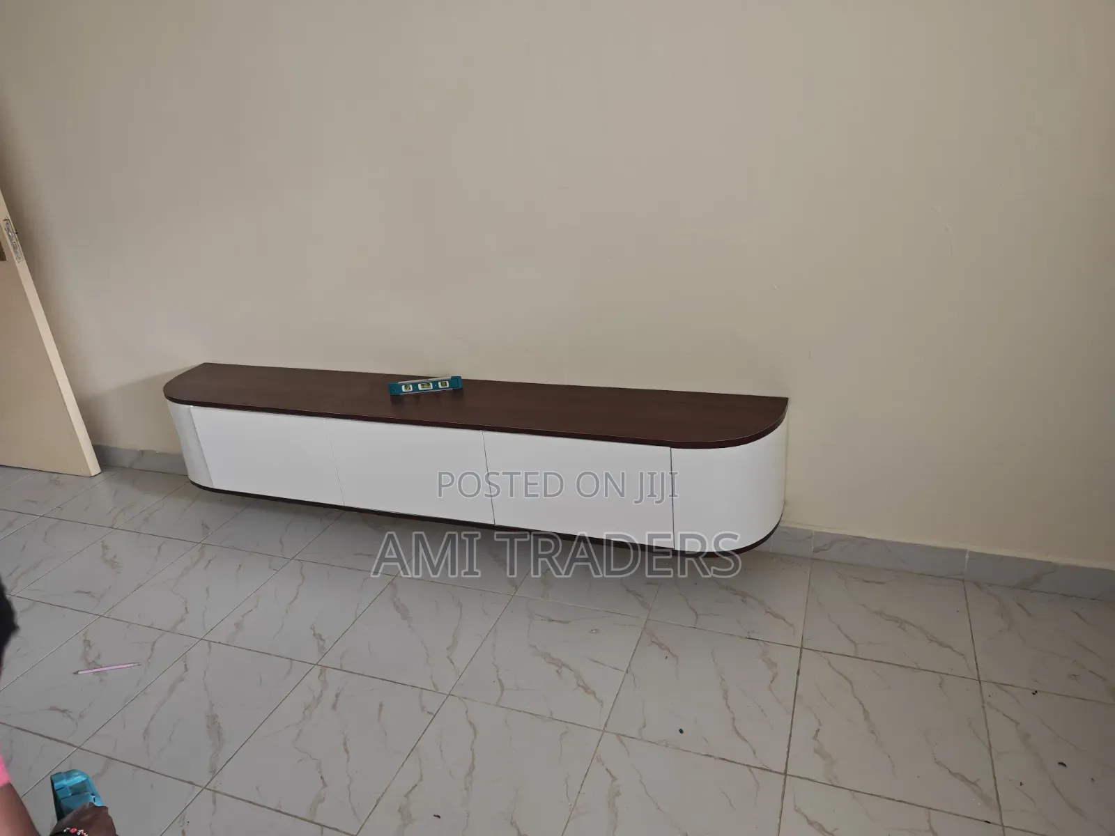 Curved Natural Floating TV Stand (7ft)