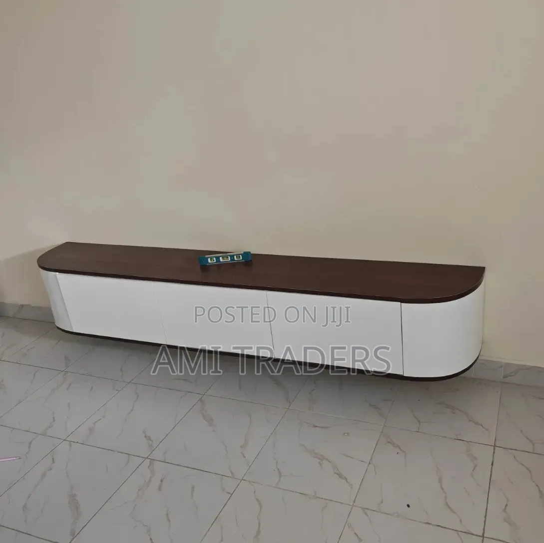 Curved Natural Floating TV Stand (7ft)