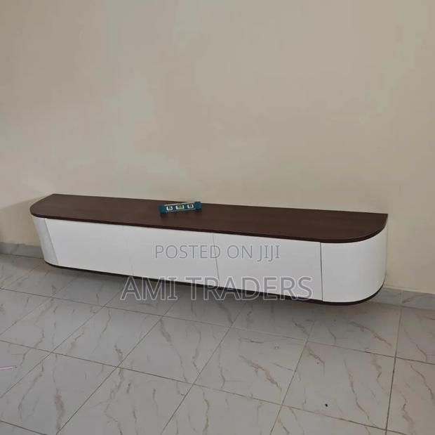 Curved Natural Floating TV Stand (7ft)