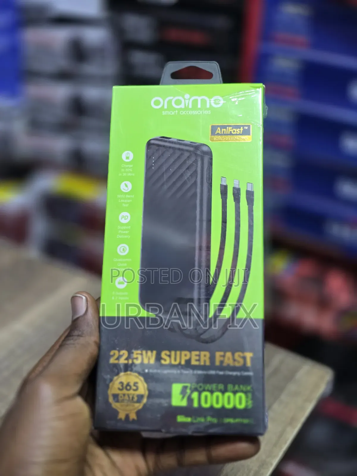 Oraimo 10000mAh Super Fast 22.5W Power Bank With Type C and USB Cables