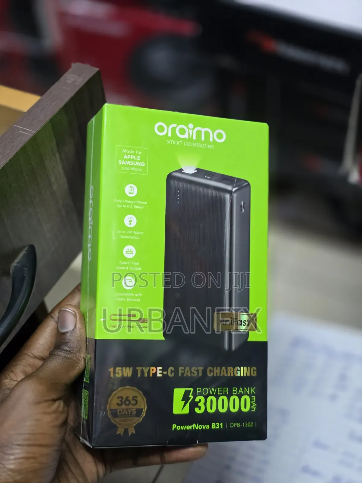 Oraimo 30000mAh 15W Type-C Fast Charging Power Bank -Free Type-C Cable