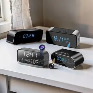 Compact Indoor Watcher WiFi Alarm Table Clock Hidden Spy Camera