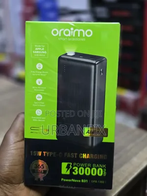 Oraimo 30000mAh Fast Charging Power Bank With Upto 240 Hours Torch