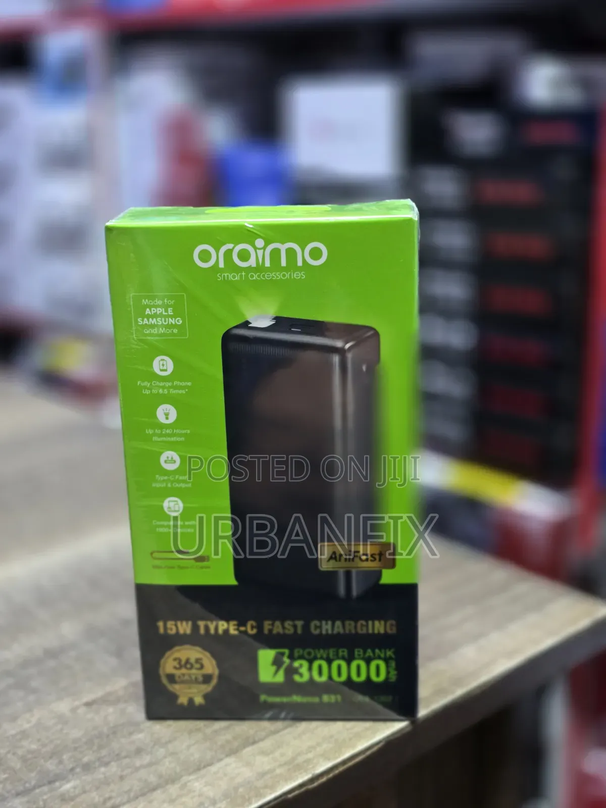 Oraimo 30000mAh Fast Charging Power Bank With Upto 240 Hours Torch