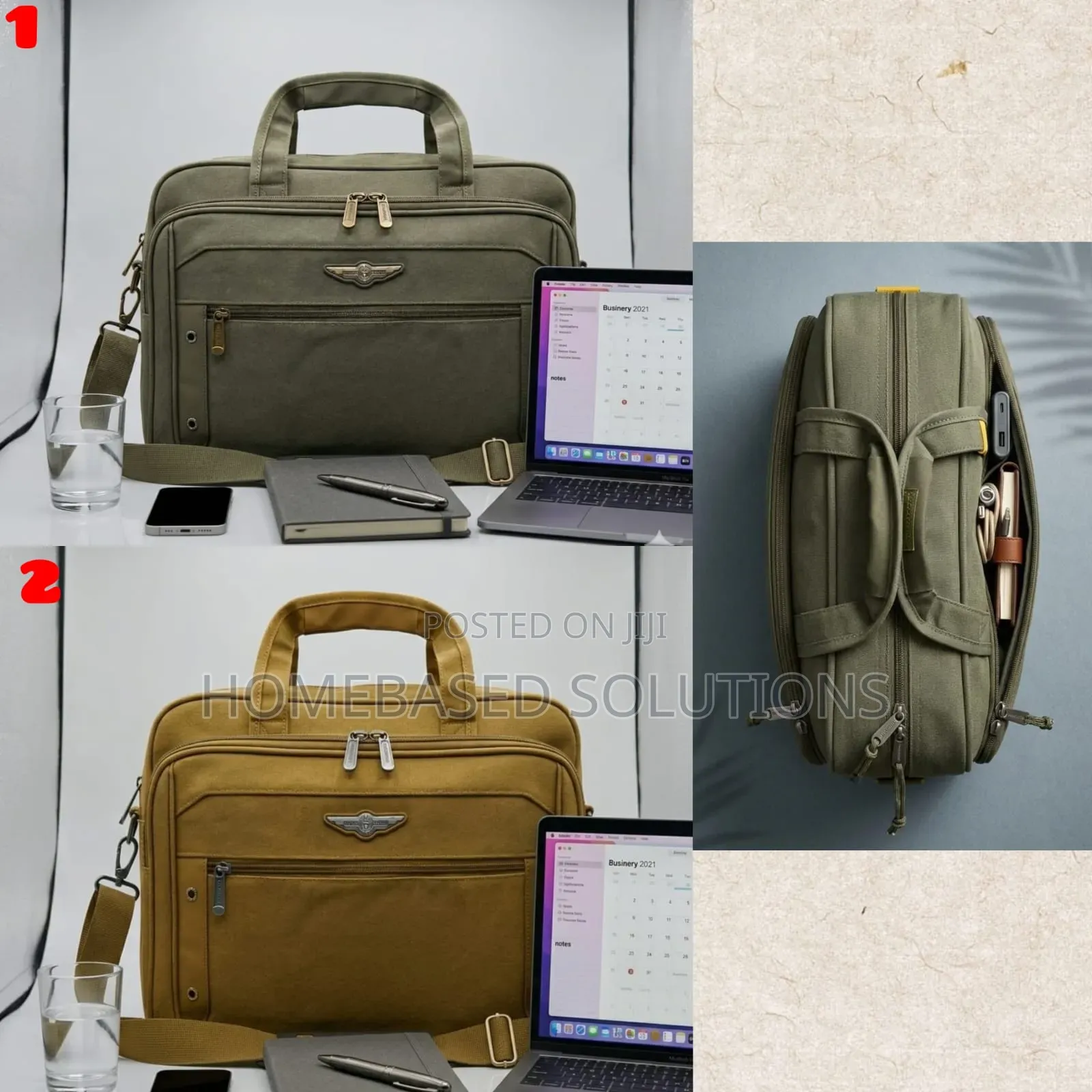 *Multi-Pocket Briefcase Canvas Travel Duffel Bag*