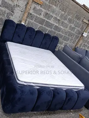 5x6 Navy Scalloped Cloud Chester Bubble Bed