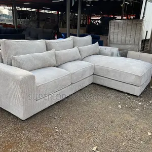 5 Seater Grey Textured L Shaped Sofa