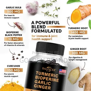 4-in-1 Turmeric Ginger 2360mg With Curcumin, Garlic Black Pepper 120