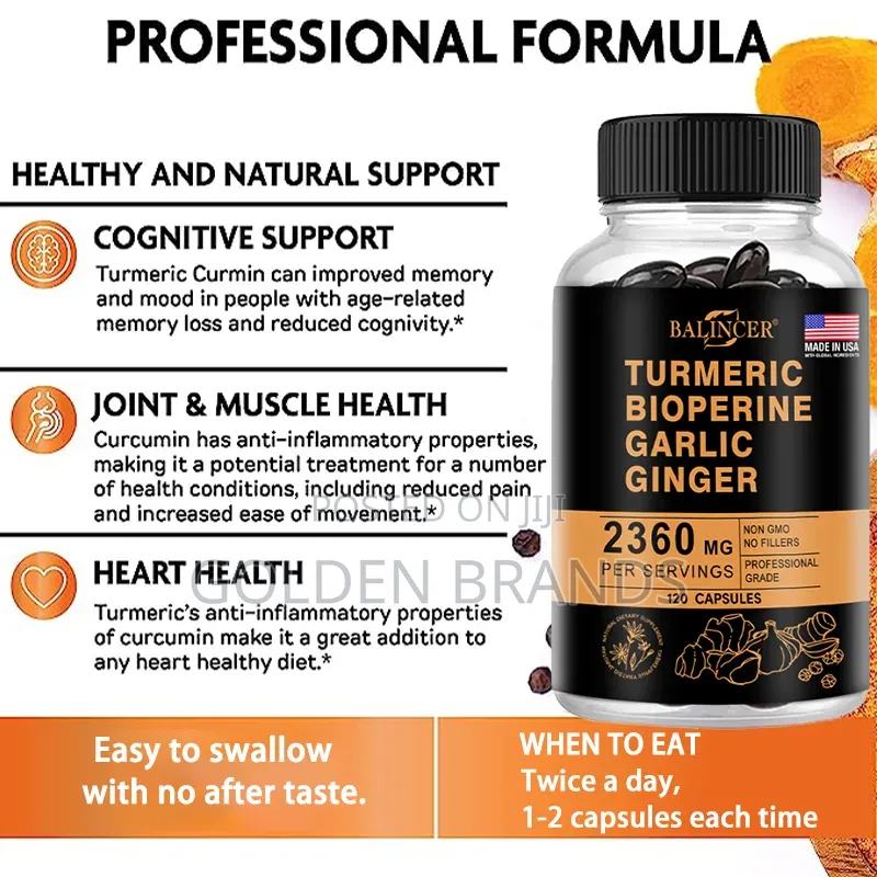 4-in-1 Turmeric Ginger 2360mg With Curcumin, Garlic Black Pepper 120