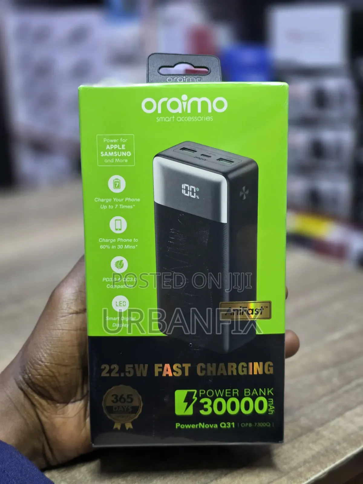 Oraimo 30000mAh 22.5W Fast Charging Power Bank With Smart Display
