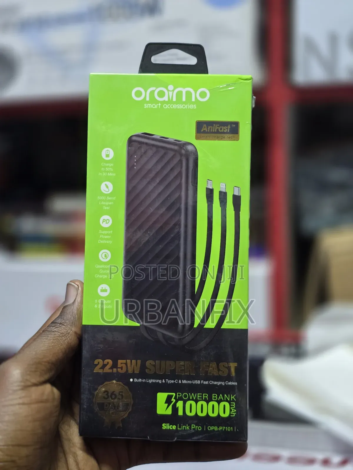 10000mAh Oraimo 22.5W Super Fast With Built in Lightning and Type C