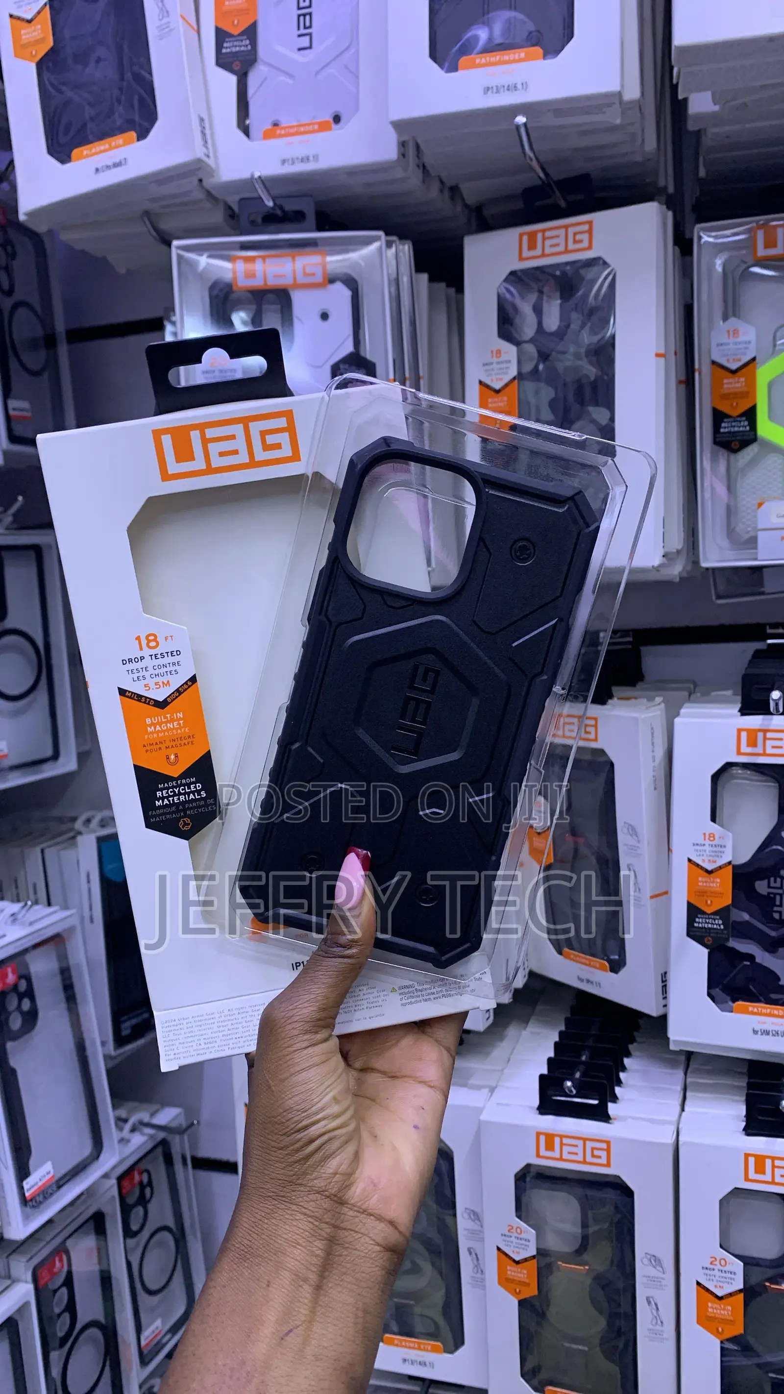 A Black Urban Armor Gear (UAG) Pathfinder MagSafe Phone Case