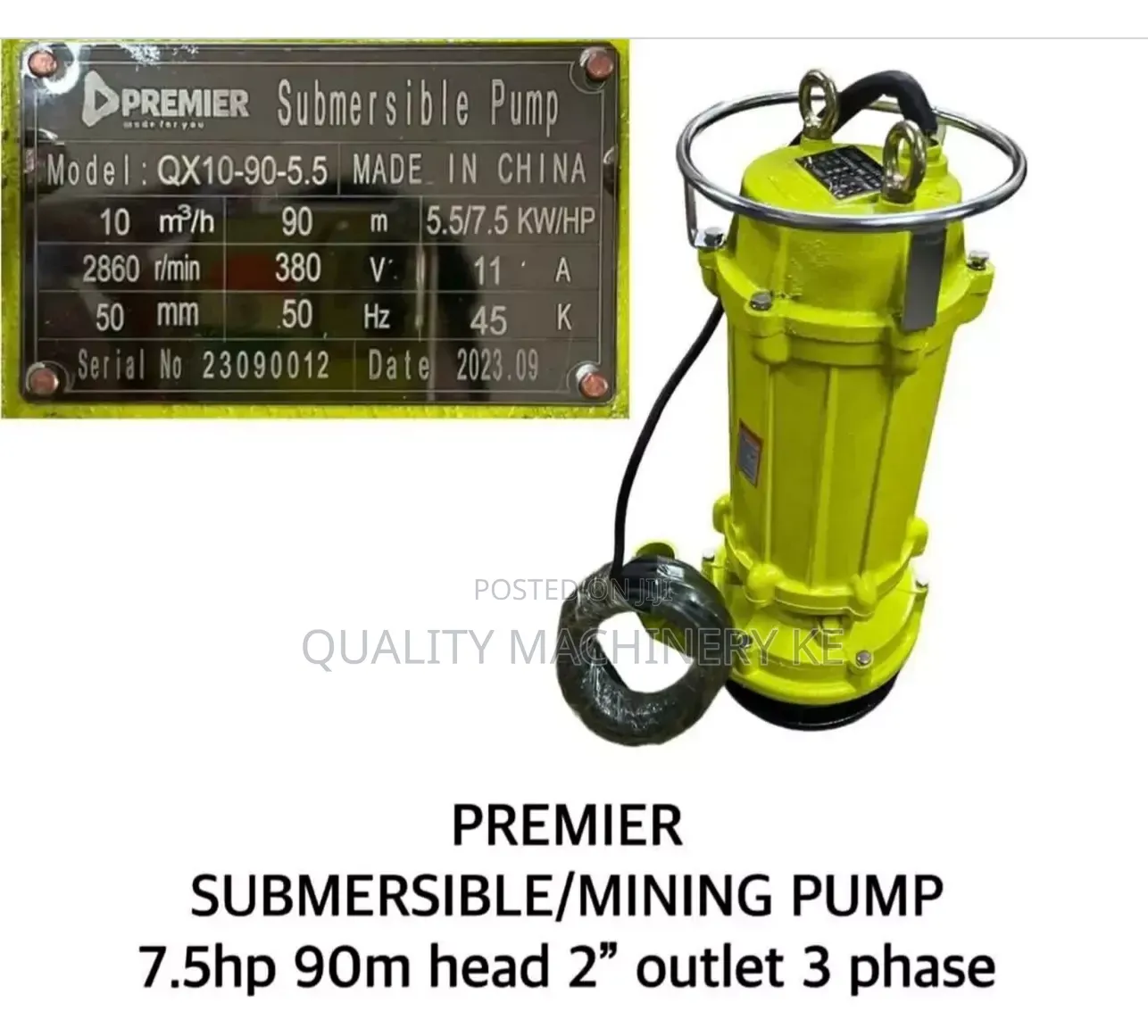 Reliable 7.5hp 3phase 90m Head 2” Outlet Mining Submersible Pump