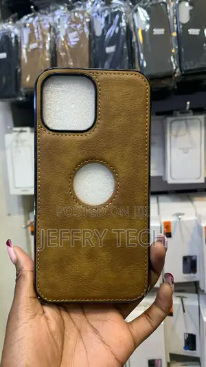 Premium Brown Faux/Vegan Leather Protective Back Cover Case iPhone 15