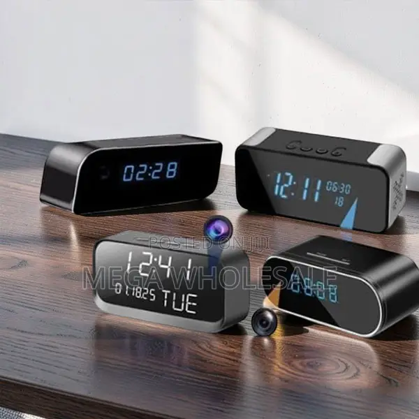 Full HD Indoor Monitor WiFi Alarm Table Clock Hidden Spy Camera