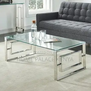 Coffee Table; Modern Transparent Glass Top Coffee Table for Lounge