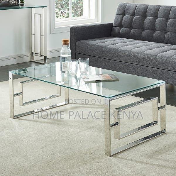 Coffee Table; Modern Transparent Glass Top Coffee Table for Lounge