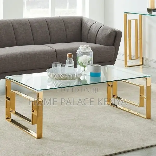Coffee Table; Modern Transparent Glass Top Coffee Table for Lounge