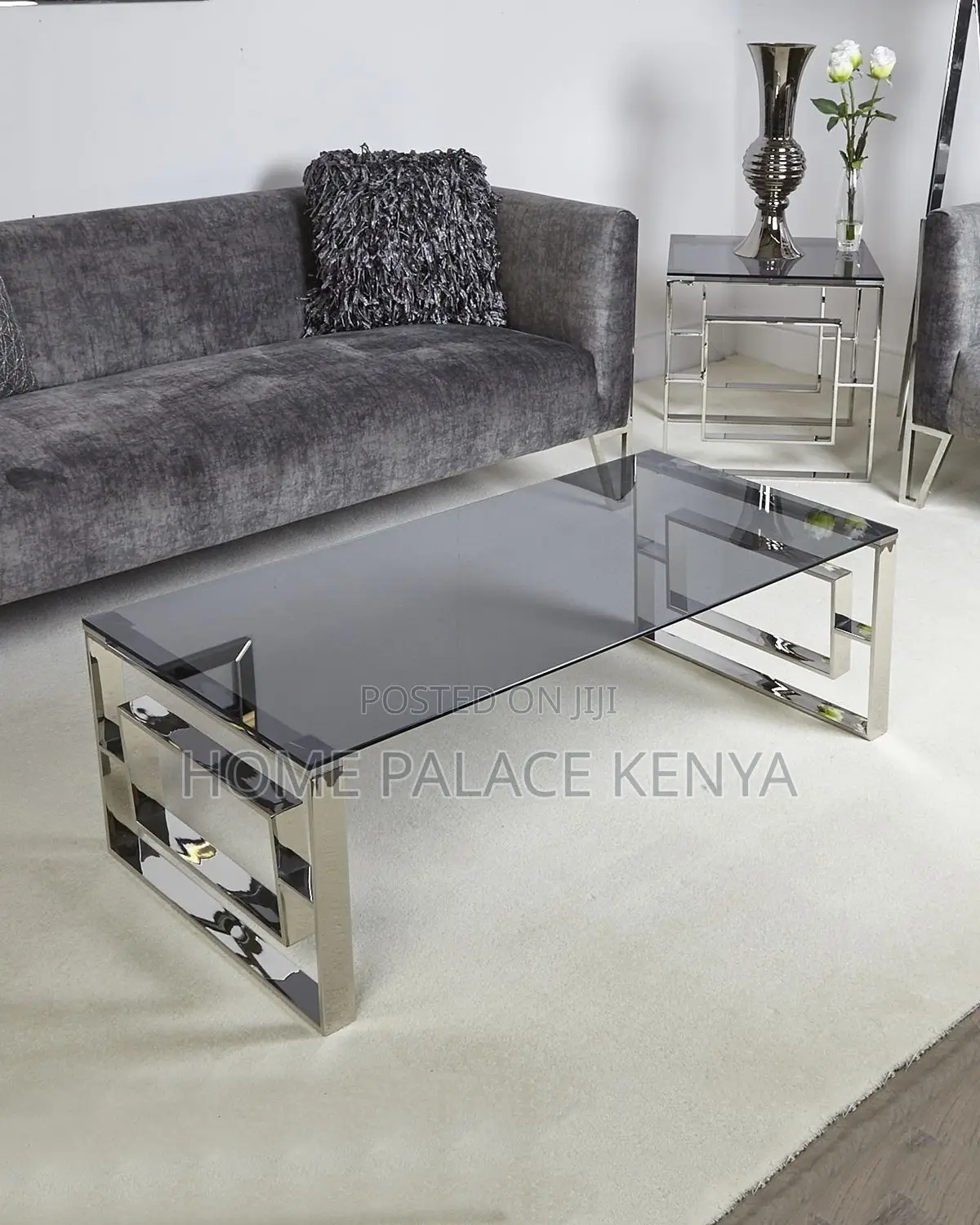 Coffee Table; Modern Transparent Glass Top Coffee Table for Lounge