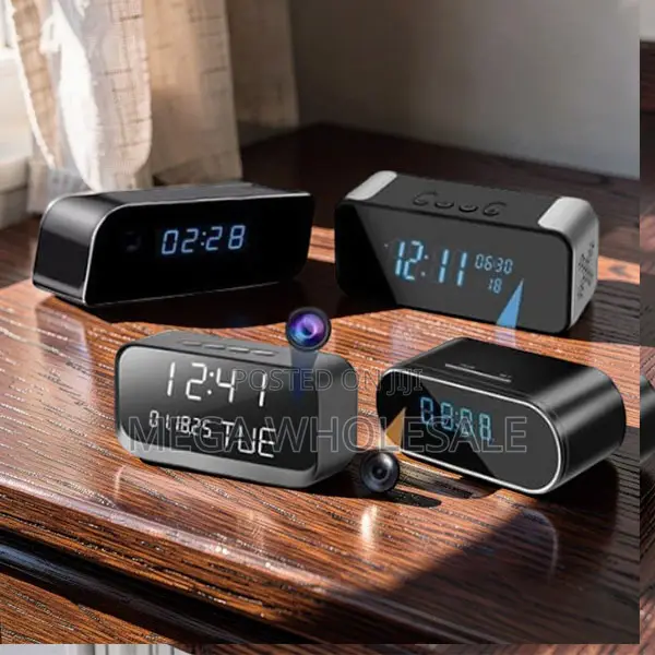 Compact Video Monitor WiFi Alarm Table Clock Hidden Spy Camera