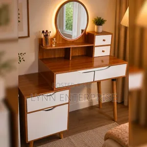 Executive Dressing Table With Light and Round Mirror
