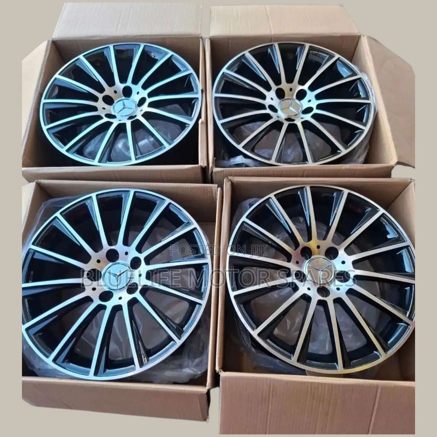 Size 20 Rims for Mercedes Benz ( Black-Silver - Multispoke Wheels)