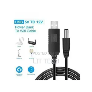 USB to 12V DC Power Boost Cable - 1A Step-Up Voltage Converter Line