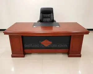 Executive Office Desk 1.4M - Mahogany Wooden Table With Leather Pad