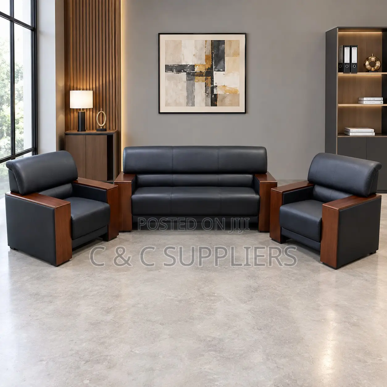 5-Seater Leather Clinic Reception Sofa