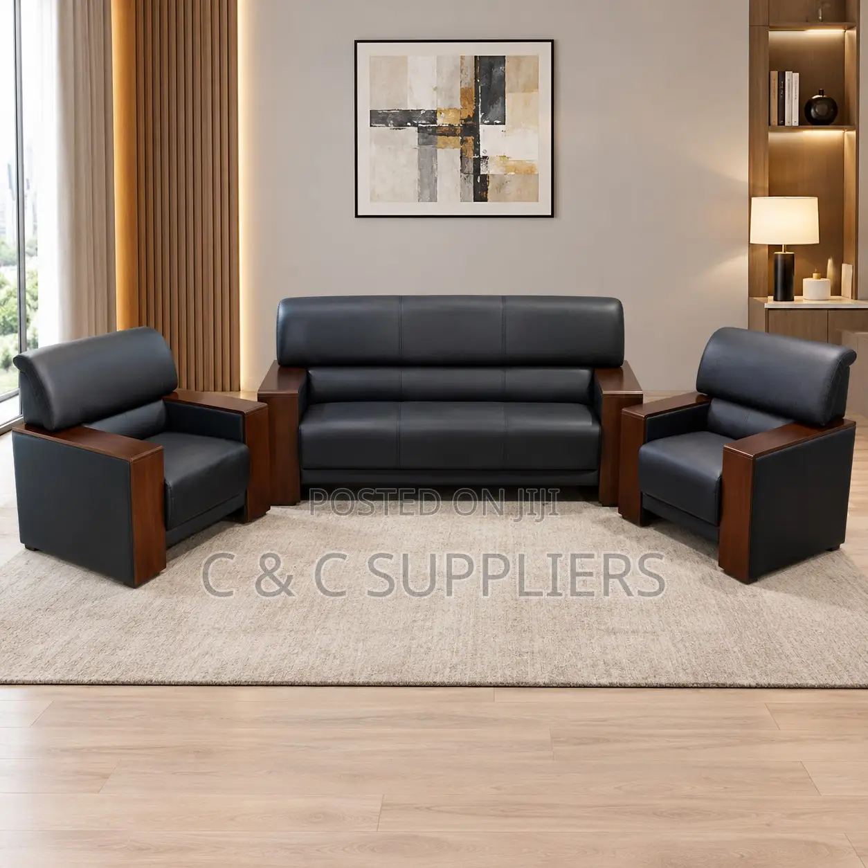 5-Seater Leather Clinic Reception Sofa
