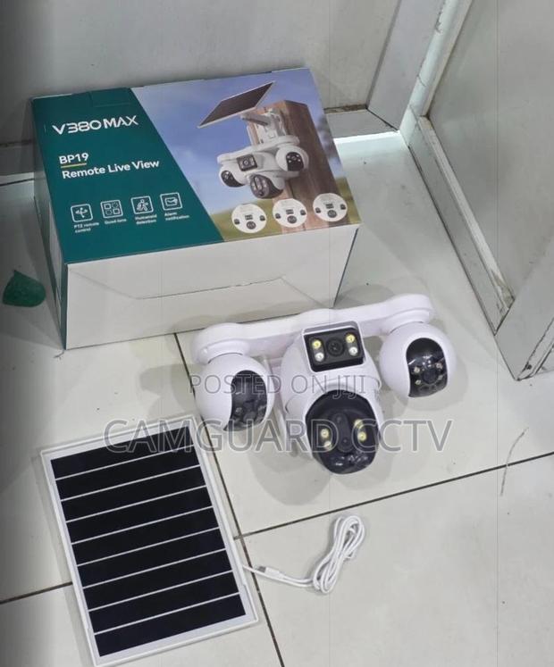 V380 Pro 4-Lens Solar Outdoor Security Camera With Multi-Screen View