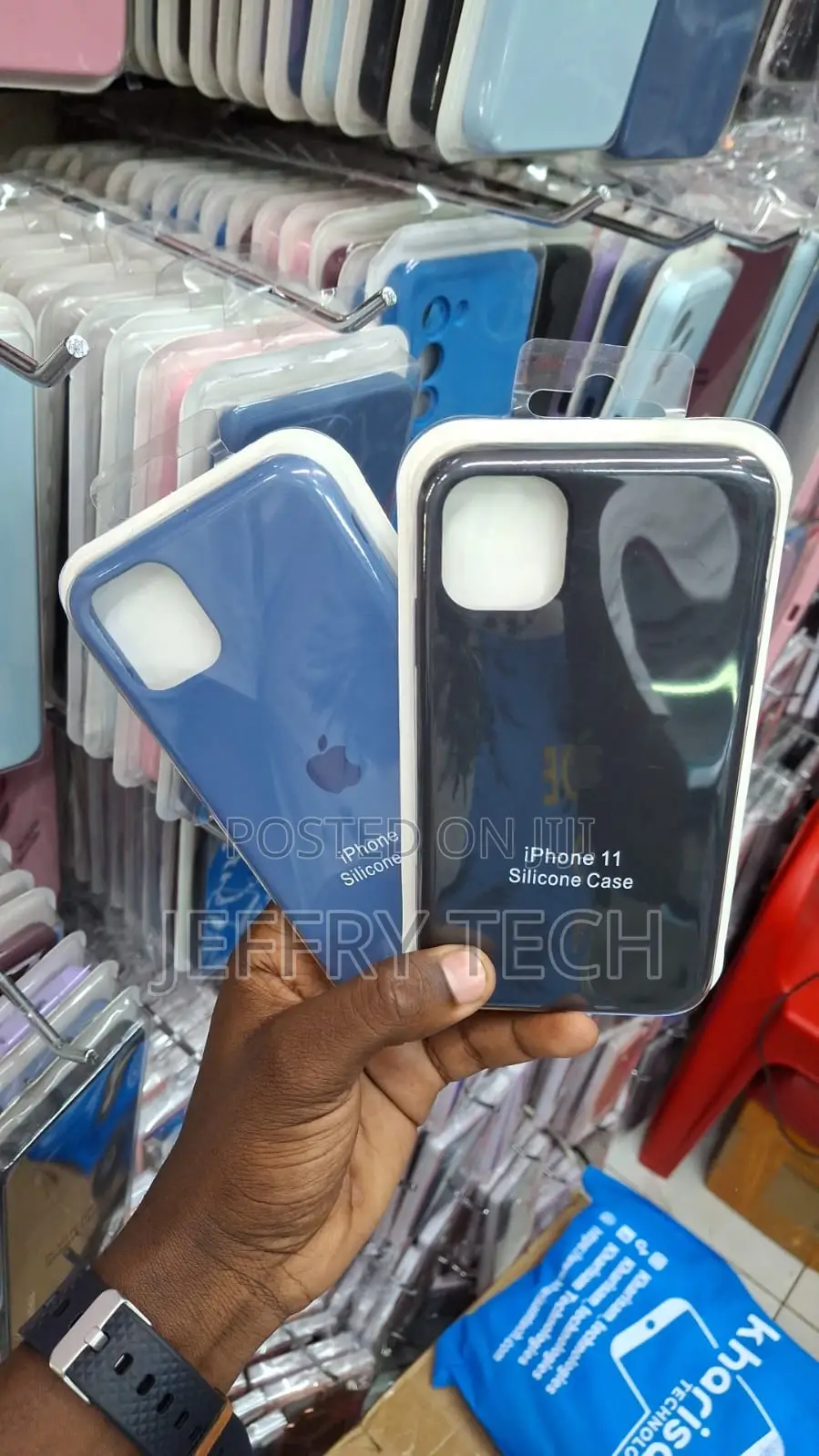 Apple iPhone 11 Silicone Blue and Black Cases for the iPhone 11