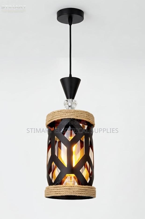 Vintage Industrial Rope Black Metal Pendant Light