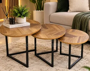 Modern 3 in 1 Executive Nesting Coffee Table Set - Wooden Finish