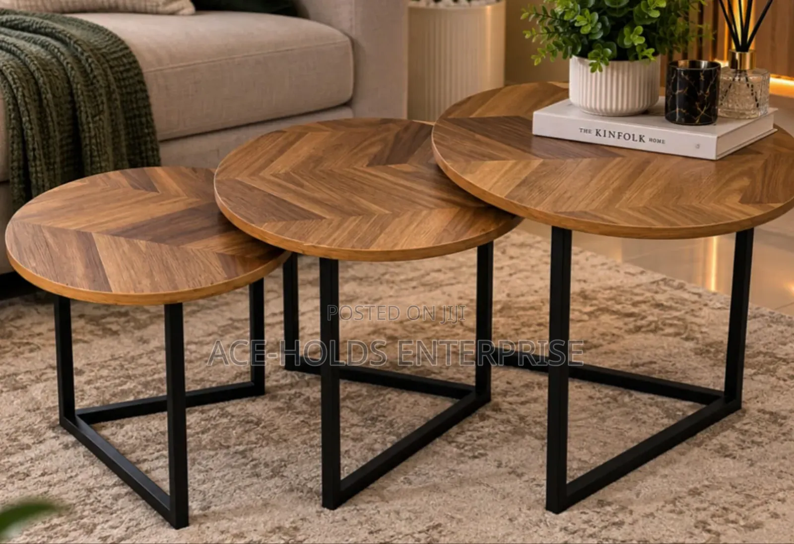 Modern 3 in 1 Executive Nesting Coffee Table Set - Wooden Finish