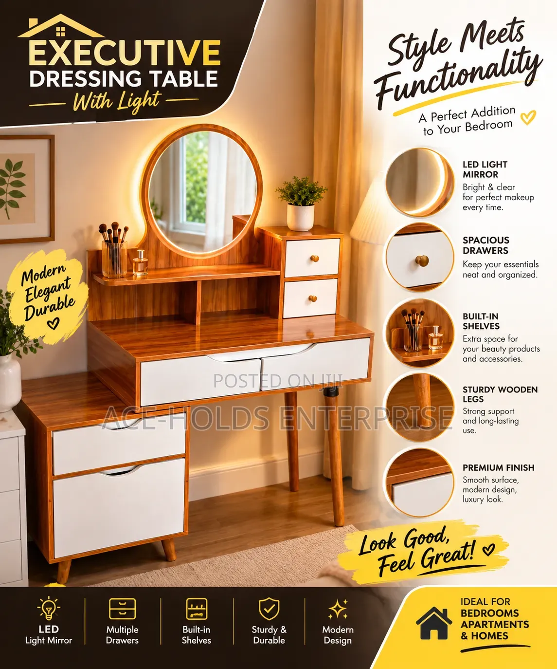 Modern and Elegant - Executive Dressing Table With Lighting