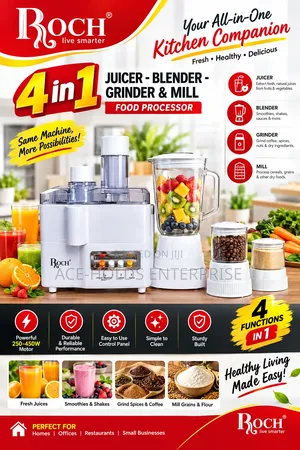 Roch 4 in 1 Juicer Blender-Grinder, Mill Food Processor - 250-450watts