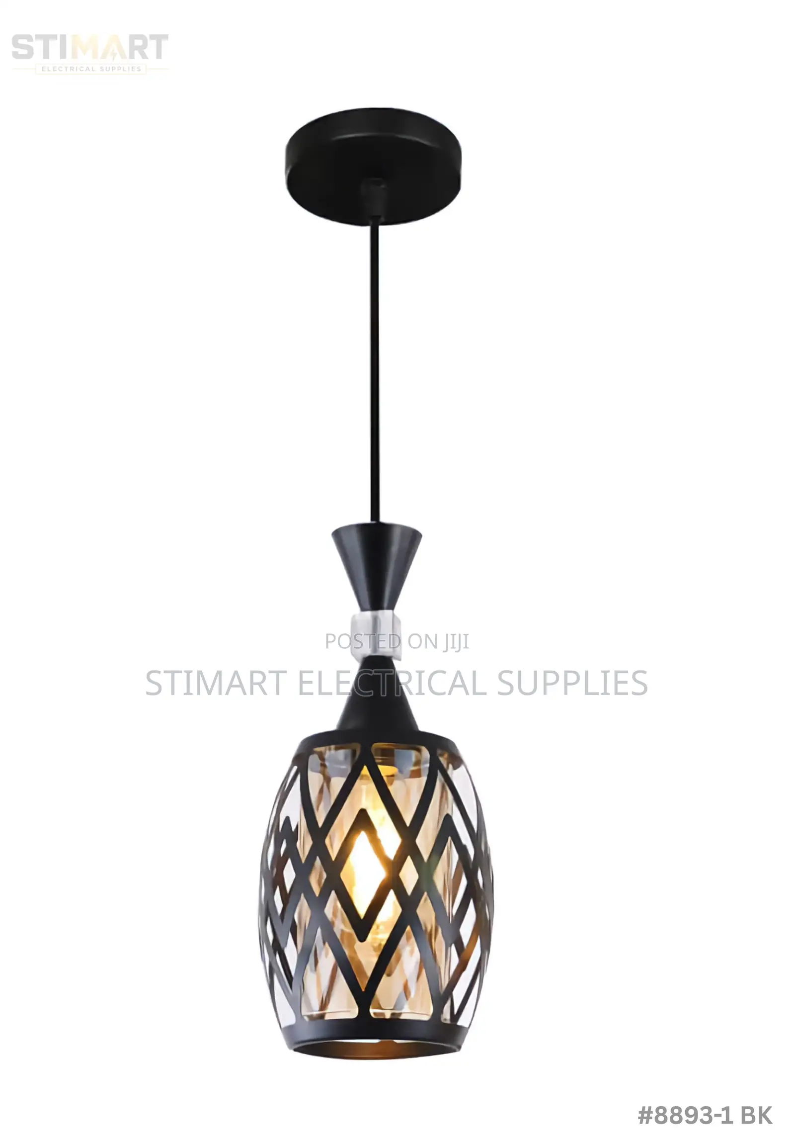 Modern Black Pendant Light With Geometric Pattern