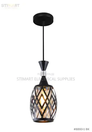Modern Black Pendant Light With Geometric Pattern
