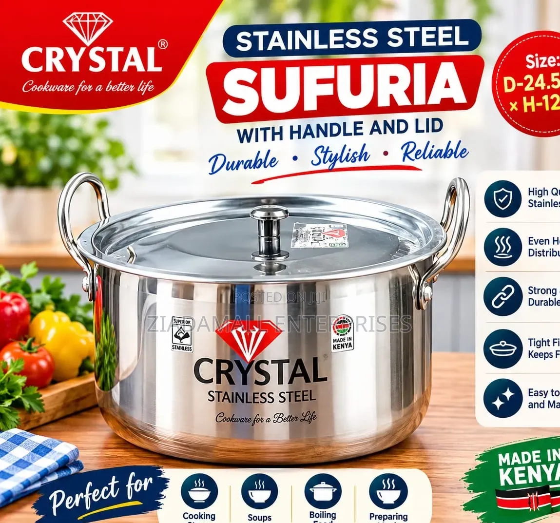 Crystal Stainless Steel Sufuria (5L) {Stainless Steel 5L Sufuria}